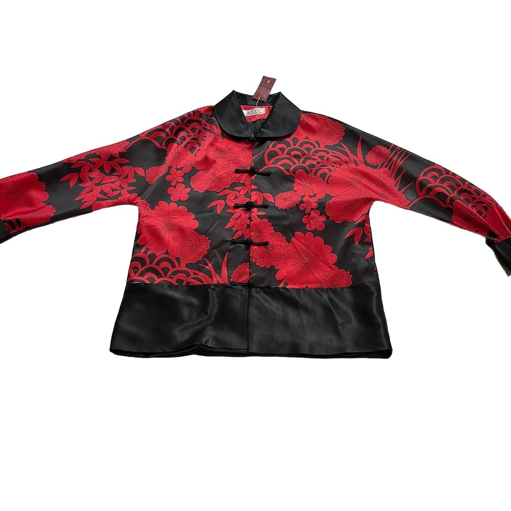 Rare Sheng Bolan Silk Coat Red Black New With Tags Vintage Large Woman's
